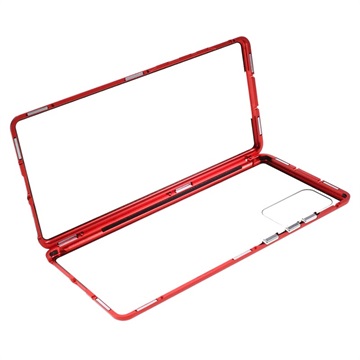 Samsung Galaxy Note20 Magnetisch Hoesje met Gehard Glas - Rood