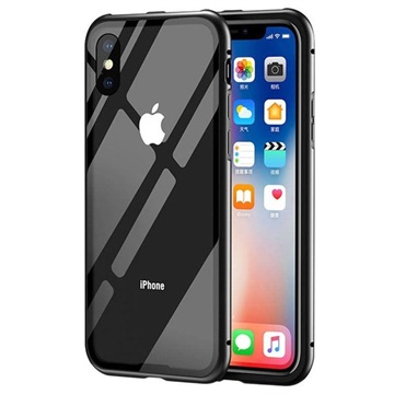 iPhone X Magnetisch Cover met Gehard glas Achterkant - Zwart