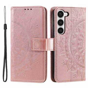 Samsung Galaxy S23 5G Mandala Series Wallet Case - Rose Gold