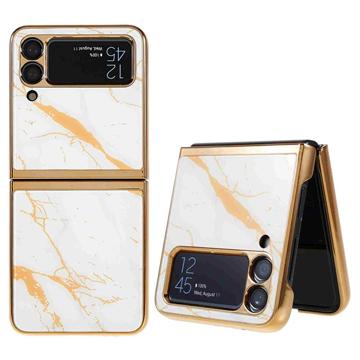 Marble Pattern Samsung Galaxy Z Flip4 Hoesje - Wit