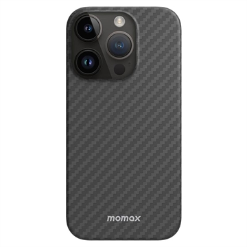 Momax Shock Resistant iPhone 14 Pro Plastic Hoesje - Koolstofvezel - Zwart