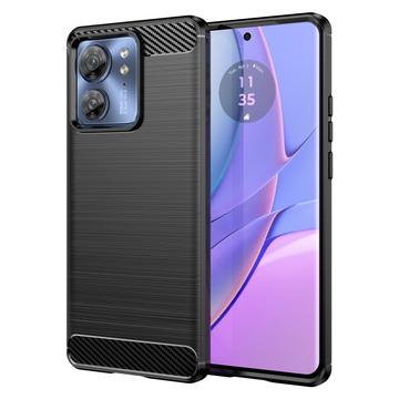 Motorola Edge (2023) Geborsteld TPU Hoesje - Koolstofvezel - Zwart