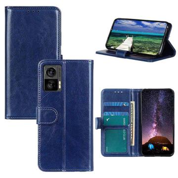 Motorola Edge 30 Neo Wallet Hoesje met Magnetische Sluiting - Blauw