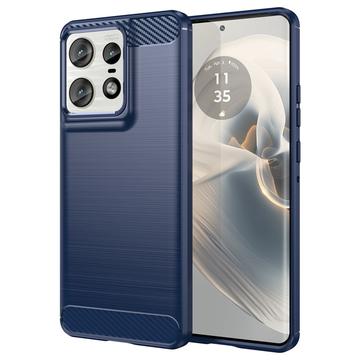 Motorola Edge 50 Pro Geborsteld TPU Hoesje - Koolstofvezel - Blauw