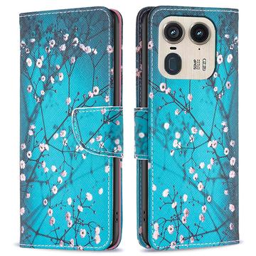 Motorola Edge 50 Ultra/Moto X50 Ultra Wonder Series Portemonnee Hoesje - Witte Bloemen