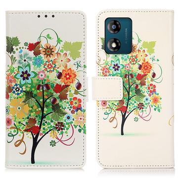 Motorola Moto E13 Glam Series Portemonnee Hoesje - Bloeiende Boom / Kleurrijke