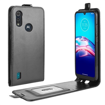 Motorola Moto E6s (2020) Verticale Flip Case met Kaartsleuf - Zwart