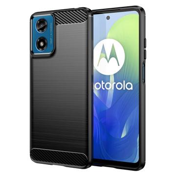 Motorola Moto G04/G24 Geborsteld TPU Hoesje - Koolstofvezel - Zwart