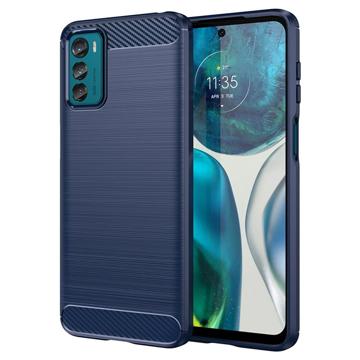 Motorola Moto G42 Geborsteld TPU Cover - Koolstofvezel - Blauw