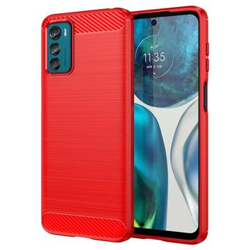 Motorola Moto G42 Geborsteld TPU Cover - Koolstofvezel - Rood