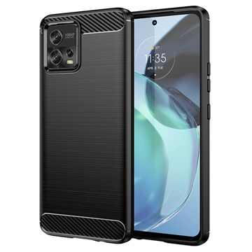 Motorola Moto G72 Geborsteld TPU Hoesje - Koolstofvezel - Zwart