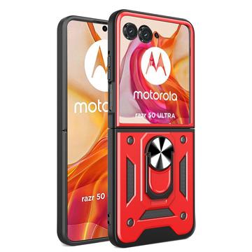 Motorola Razr 50 Ultra Hybride Hoesje met Ringhouder - Rood