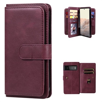 Multi-Card Slot Google Pixel 6 Pro Wallet Case - Wijnrood