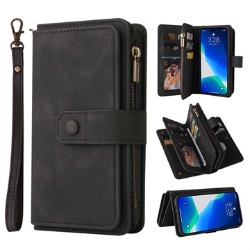 Multifunctionele serie iPhone 14 Pro Max Wallet Case - Zwart