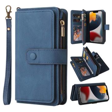 Multifunctionele serie iPhone 14 Plus Wallet Case - Blauw