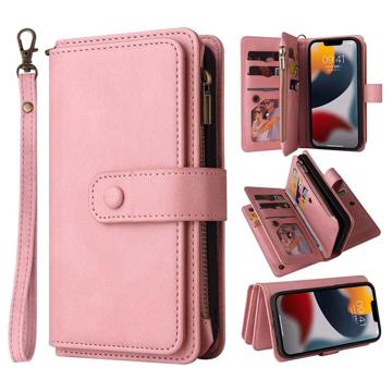 Multifunctionele serie iPhone 14 Plus Wallet Case - Roze