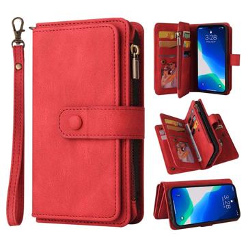 Multifunctionele serie iPhone 14 Pro Max Wallet Case - Rood