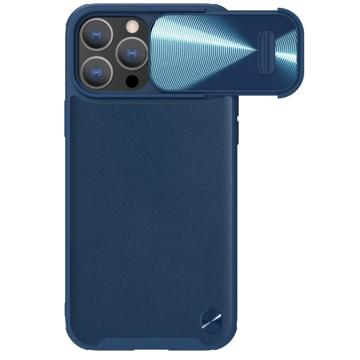 Nillkin CamShield S iPhone 14 Pro Leren Gecoate Case - Blauw