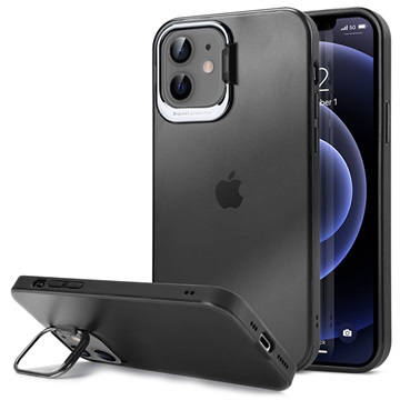 iPhone 12 Mini Hybrid Case met Verborgen Standaard - Zwart / Transparant