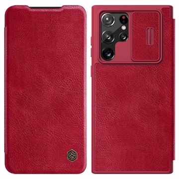 Nillkin Qin Series Samsung Galaxy S22 Ultra 5G Flip Case - Rood