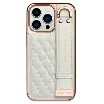 Onegif Design iPhone 14 Pro Max Hybride Hoesje met Draagriem - Wit