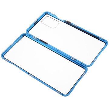 OnePlus 8T Magnetisch Hoesje met Gehard Glas Achterkant - Blauw