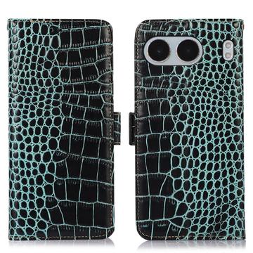 OnePlus Nord 4 Crocodile Series Wallet Leren Hoesje met RFID - Groen