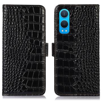 OnePlus Nord CE4 Lite/Oppo K12x Crocodile Series Wallet Leren Hoesje met RFID - Zwart