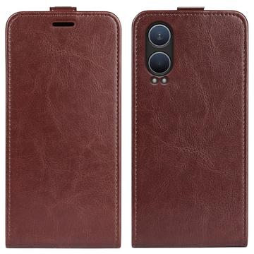 OnePlus Nord CE4 Lite/Oppo K12x Verticale Flip Hoesje met Kaartsleuf - Bruin