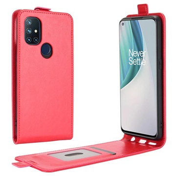 OnePlus Nord N10 5G Verticale Flip Case met Kaartsleuf - Rood