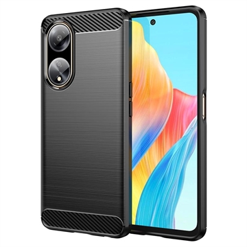 Oppo A1/A98/F23 Geborsteld TPU Hoesje - Koolstofvezel - Zwart