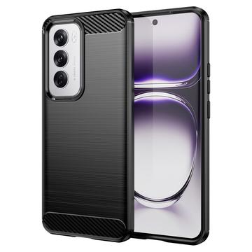 Oppo Reno12 Geborsteld TPU Hoesje - Koolstofvezel - Zwart