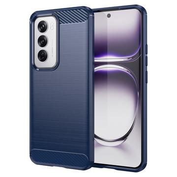 Oppo Reno12 Geborsteld TPU Hoesje - Koolstofvezel - Blauw