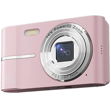 P2 50MP CCD Mini DSLR Camera met 16x zoom en 4K video - Roze