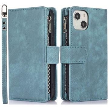 iPhone 14 Wallet-hoesje met Pols- en Schouderriem - Baby Blauw