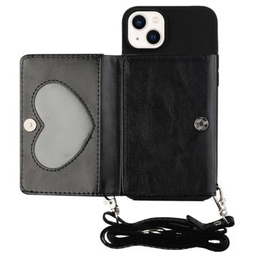 Heart-Serie iPhone 14 Plus Hoesje met Portemonnee en Riem - Zwart