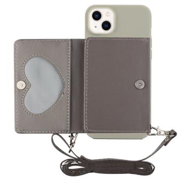 Heart-Serie iPhone 14 Plus Hoesje met Portemonnee en Riem - Grijs