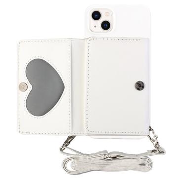 Heart-Serie iPhone 14 Plus Hoesje met Portemonnee en Riem - Wit