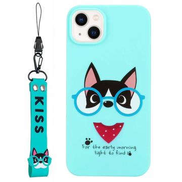 Kiss Serie iPhone 14 TPU Hoesje met Band - Hond