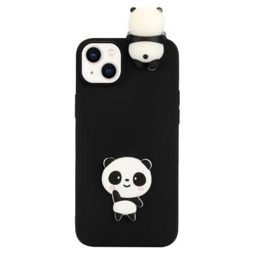 3D Cartoon iPhone 14 Plus TPU Hoesje - Zwarte Panda