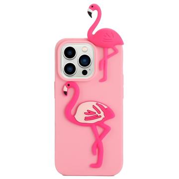 3D Cartoon iPhone 14 Pro Max TPU Hoesje - Flamingo