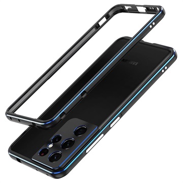 Polar Lights Style Samsung Galaxy S21 Ultra 5G metalen bumper - zwart / blauw