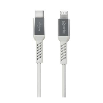 Prio opladen en synchroniseren MFi gecertificeerde USB-C naar Lightning kabel - 1,2 m - Wit