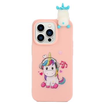 3D Figure-serie iPhone 14 Pro TPU Hoesje - Muziek / Eenhoorn