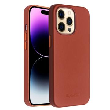 Qialino Premium Mag iPhone 14 Pro Leren Case - Bruin