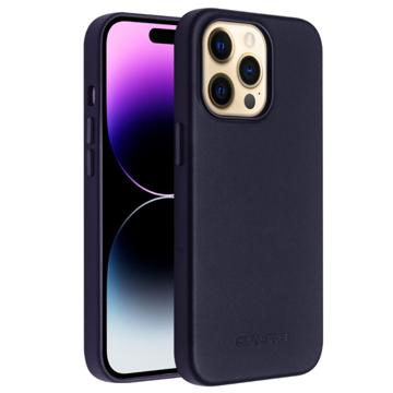 Qialino Premium Mag iPhone 14 Pro Leren Case - Navy Blauw