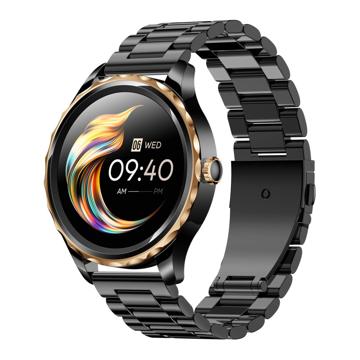 Elegante Waterdichte Smartwatch QR02 - Roestvrijstalen Band - Zwart