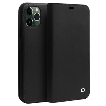 Qialino Classic iPhone 11 Pro Wallet Leren Hoesje - Zwart