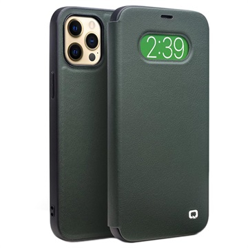 Qialino Classic View iPhone 12/12 Pro Leren Flip Case - Groen