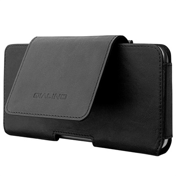 Qialino iPhone 11 Pro Horizontale Holster Leren Case - Zwart